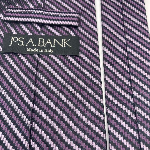 Jos A Bank 100% Silk Repp Neck Tie Purple/ Black/ White 61"L x 3.75"W - Picture 6 of 7